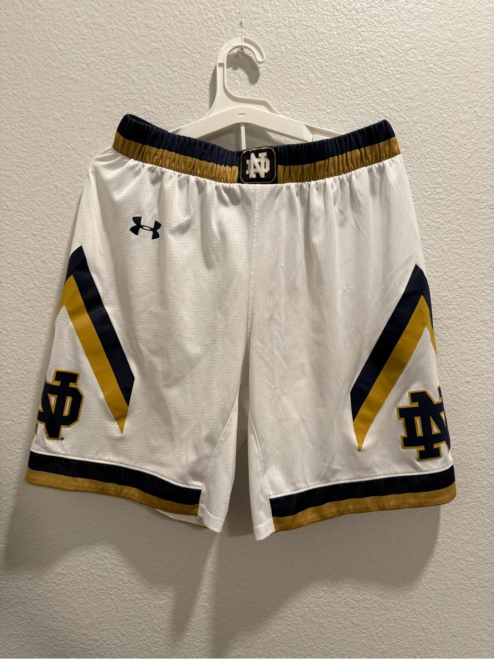 Under Armour White Navy Gold Athletic Shorts
